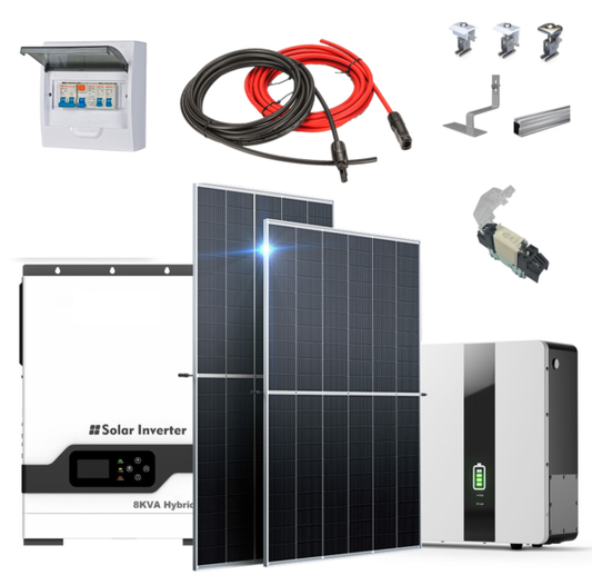 16kva hybrid or offgrid solar kit with 5kwh lifepo4 battery and 18x 455w solar panels